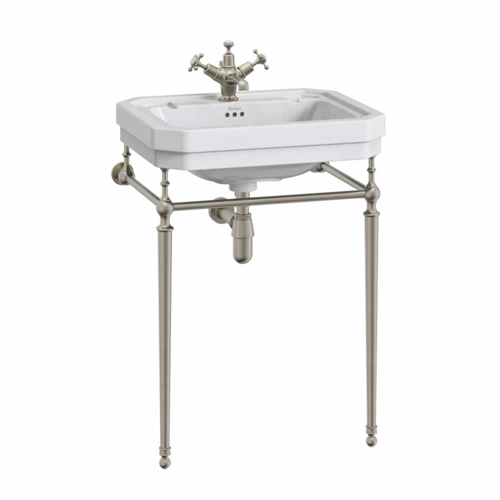 Victorian 61cm basin with brushed nickel wash stand